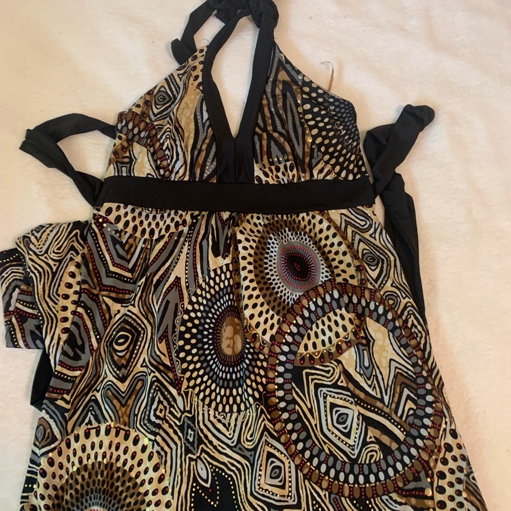 Geometric Halter Dress
